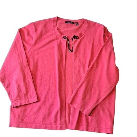 Carlisle pink cardigan sweater Chain clasp Plus XL - Picture 1 of 4